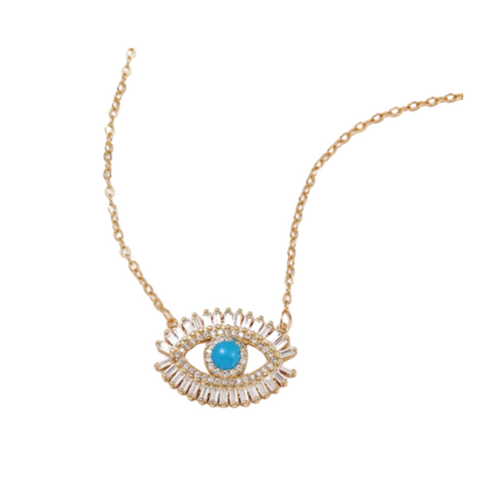 Collier doré et turquoise